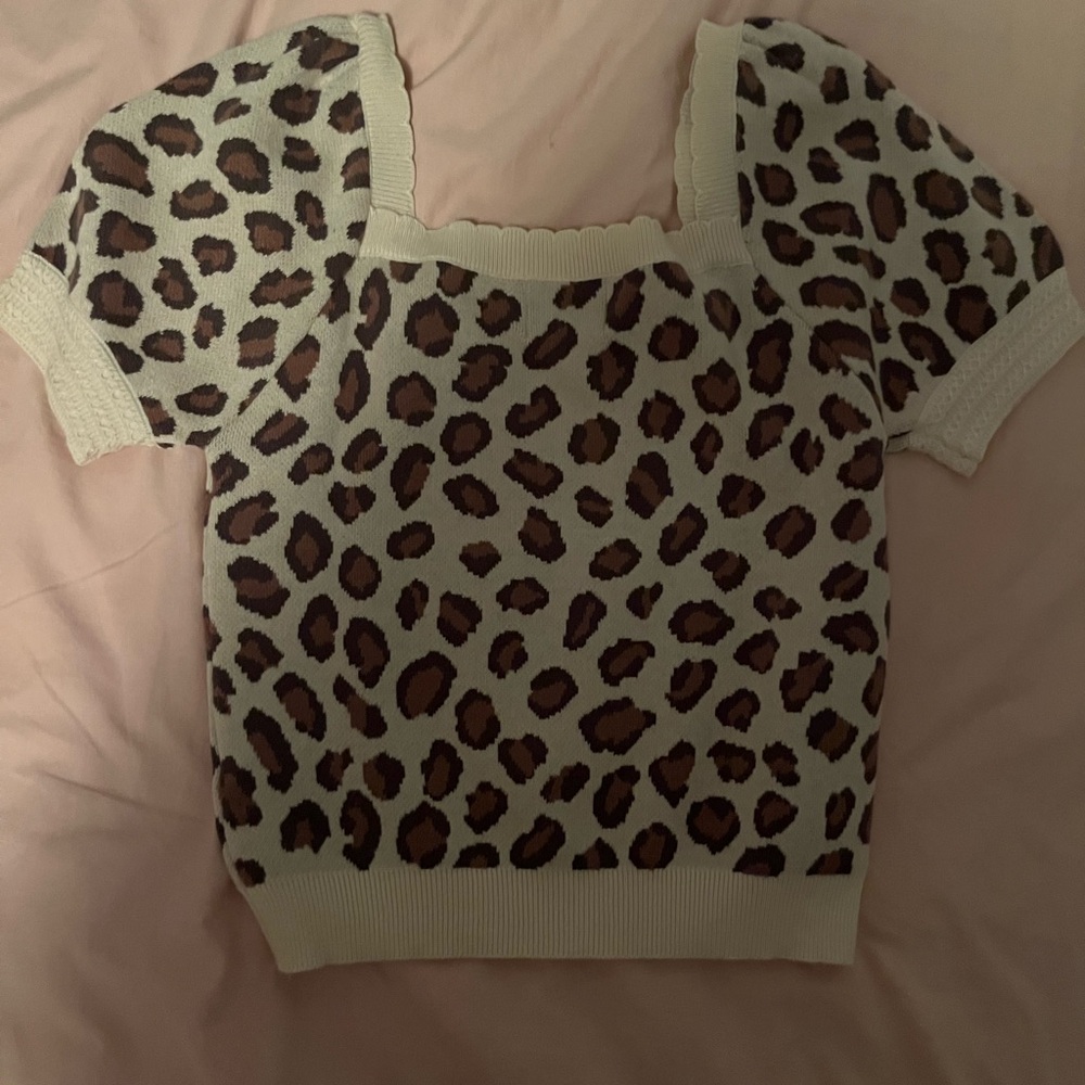 T.J.Maxx Leopard Print Crop Top - Brown and Cream